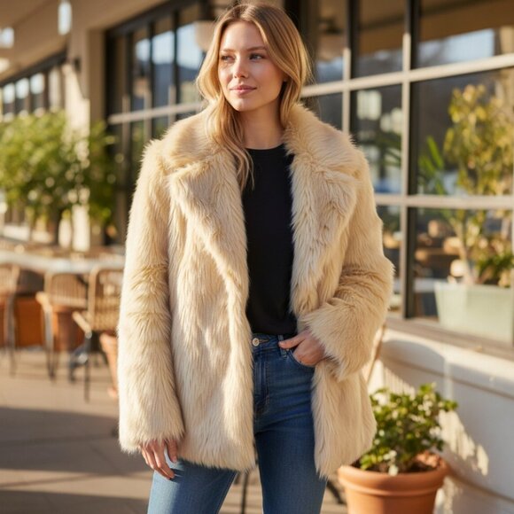 Glamorous Yellow Faux Fur CoatSize 6NWTStatement Outerwear